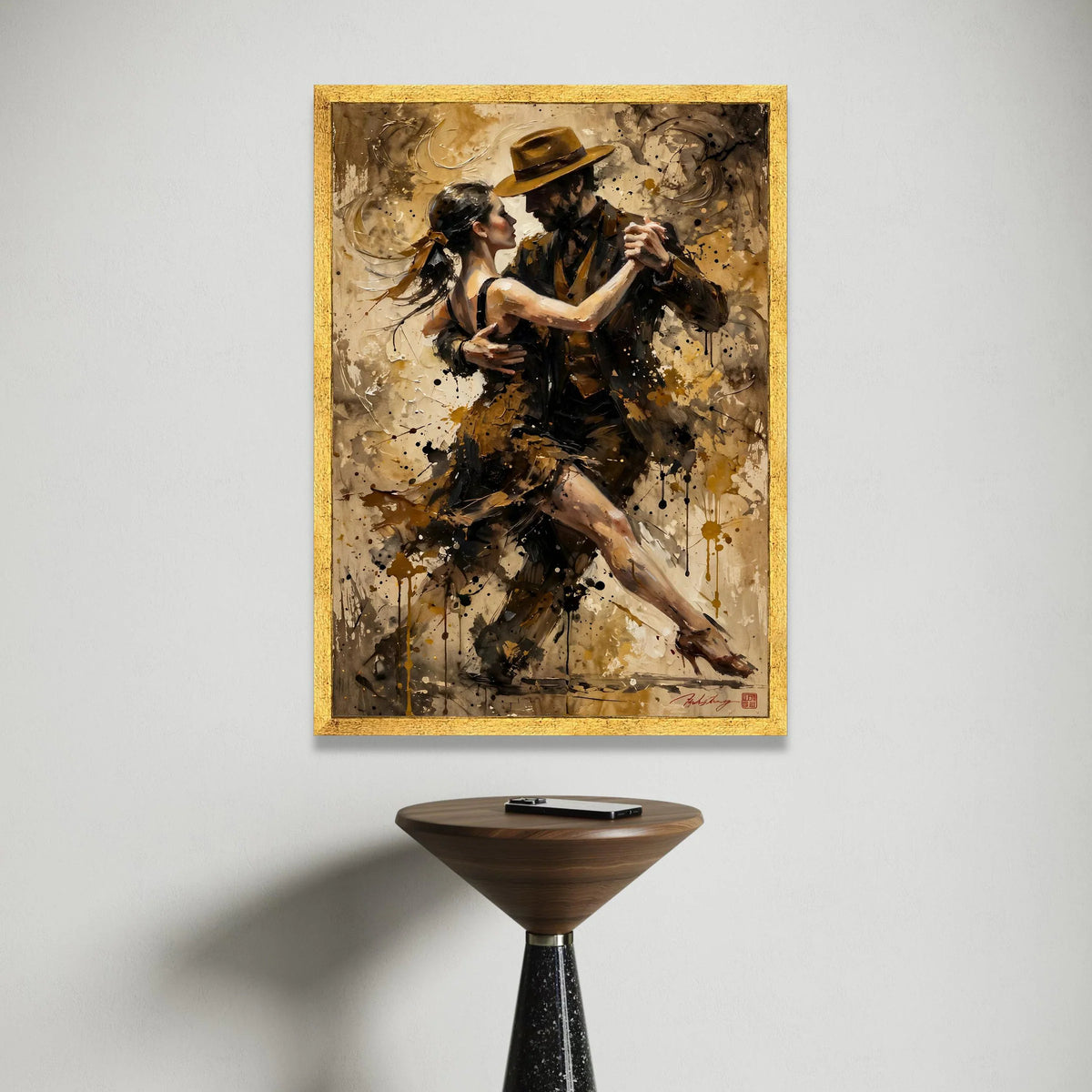 Passionate Tango Dance Couple Canvas, Romantic Ballroom Wall Art, Elegant Dance Scene Canvas, Vintage Style Home Decoration Canvas Print Art