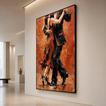Passionate Tango Dance, Romantic Couple Canvas, Elegant Ballroom Wall Art, Modern Dance Illustration, Home Decor Canvas Canvas Print Art