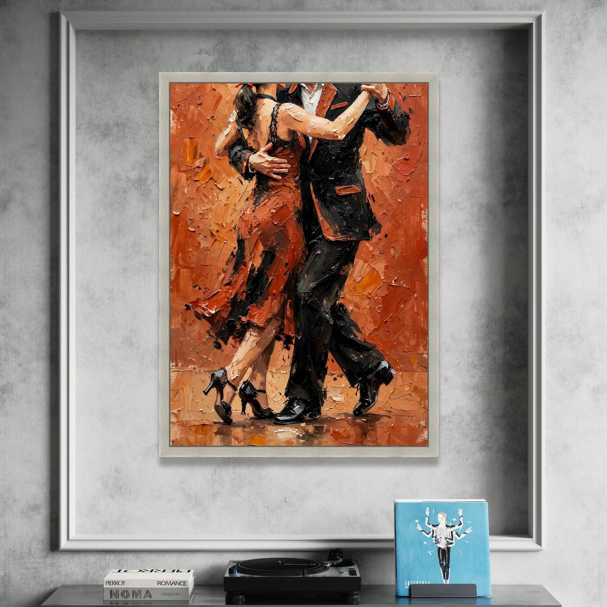 Passionate Tango Dance, Romantic Couple Canvas, Elegant Ballroom Wall Art, Modern Dance Illustration, Home Decor Canvas Canvas Print Art