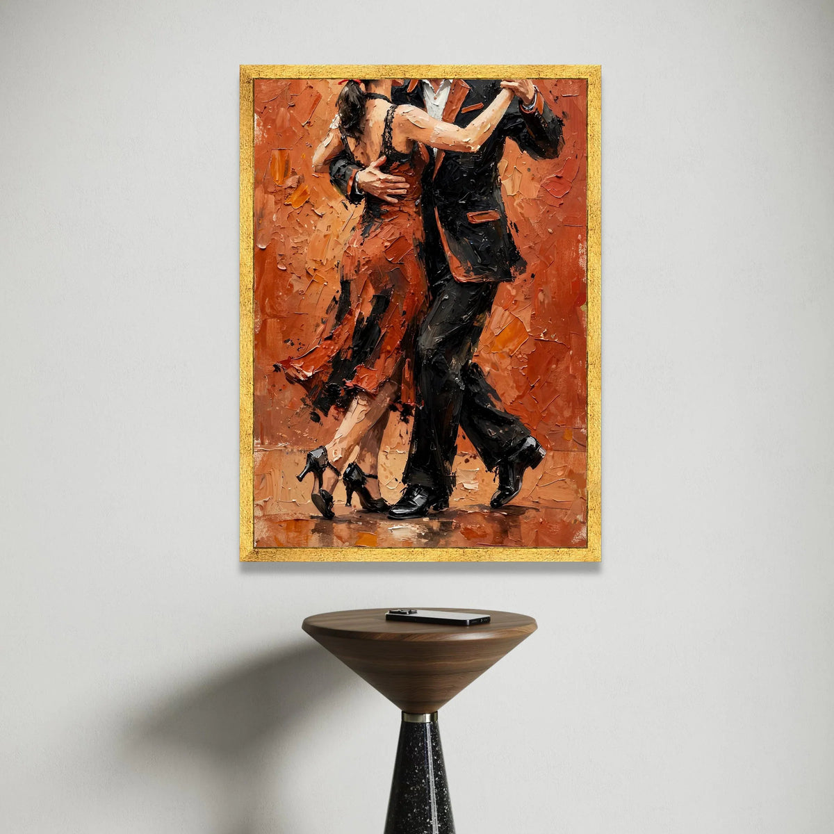 Passionate Tango Dance, Romantic Couple Canvas, Elegant Ballroom Wall Art, Modern Dance Illustration, Home Decor Canvas Canvas Print Art