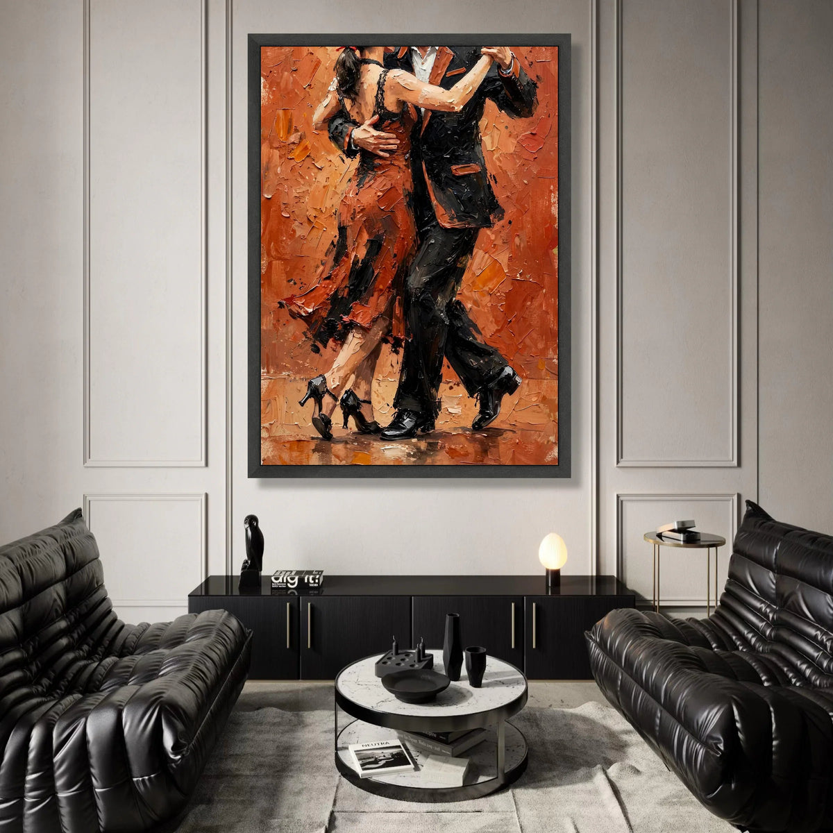 Passionate Tango Dance, Romantic Couple Canvas, Elegant Ballroom Wall Art, Modern Dance Illustration, Home Decor Canvas Canvas Print Art