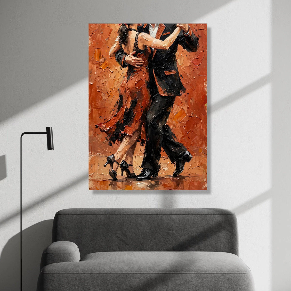 Passionate Tango Dance, Romantic Couple Canvas, Elegant Ballroom Wall Art, Modern Dance Illustration, Home Decor Canvas Canvas Print Art