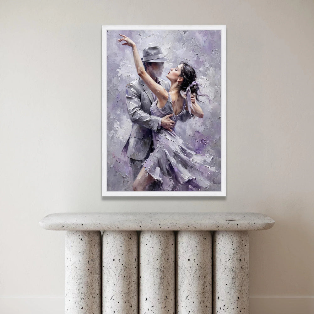 Elegant Tango Dance Couple, Romantic Ballroom Canvas, Lavender Dress Art, Partner Dance Wall Decor, Chic Home Canvas Canvas Print Art