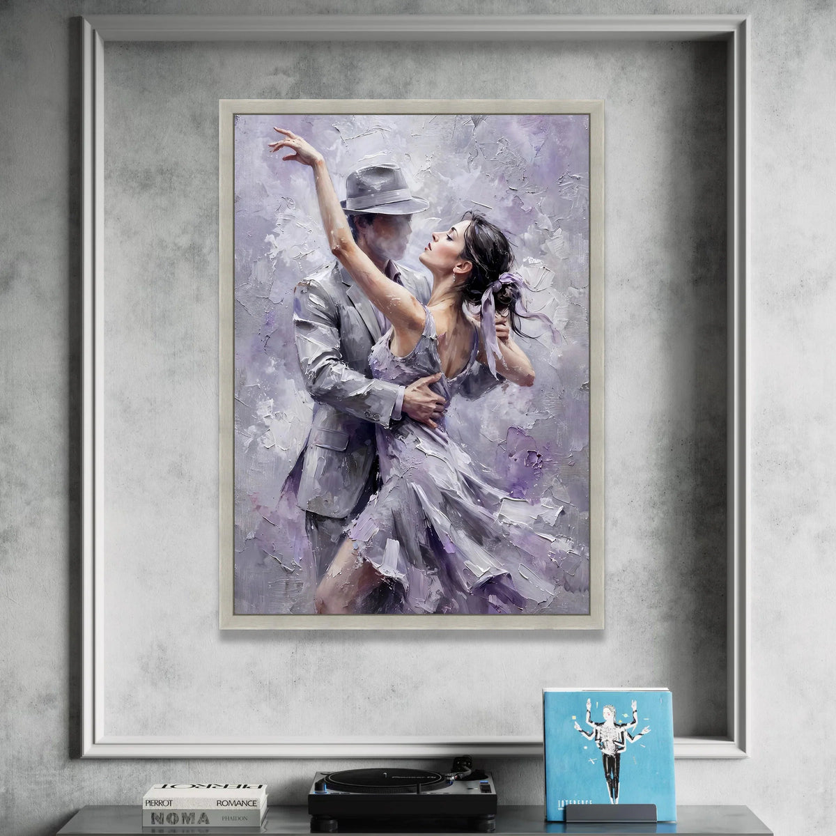 Elegant Tango Dance Couple, Romantic Ballroom Canvas, Lavender Dress Art, Partner Dance Wall Decor, Chic Home Canvas Canvas Print Art