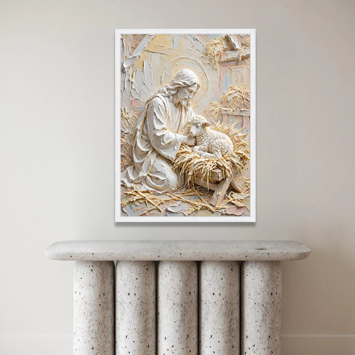 Gentle Shepherd with Lamb Canvas, Religious Wall Art, Spiritual Christian Decor, Peaceful Home Decoration, Faith Canvas Canvas Print Art