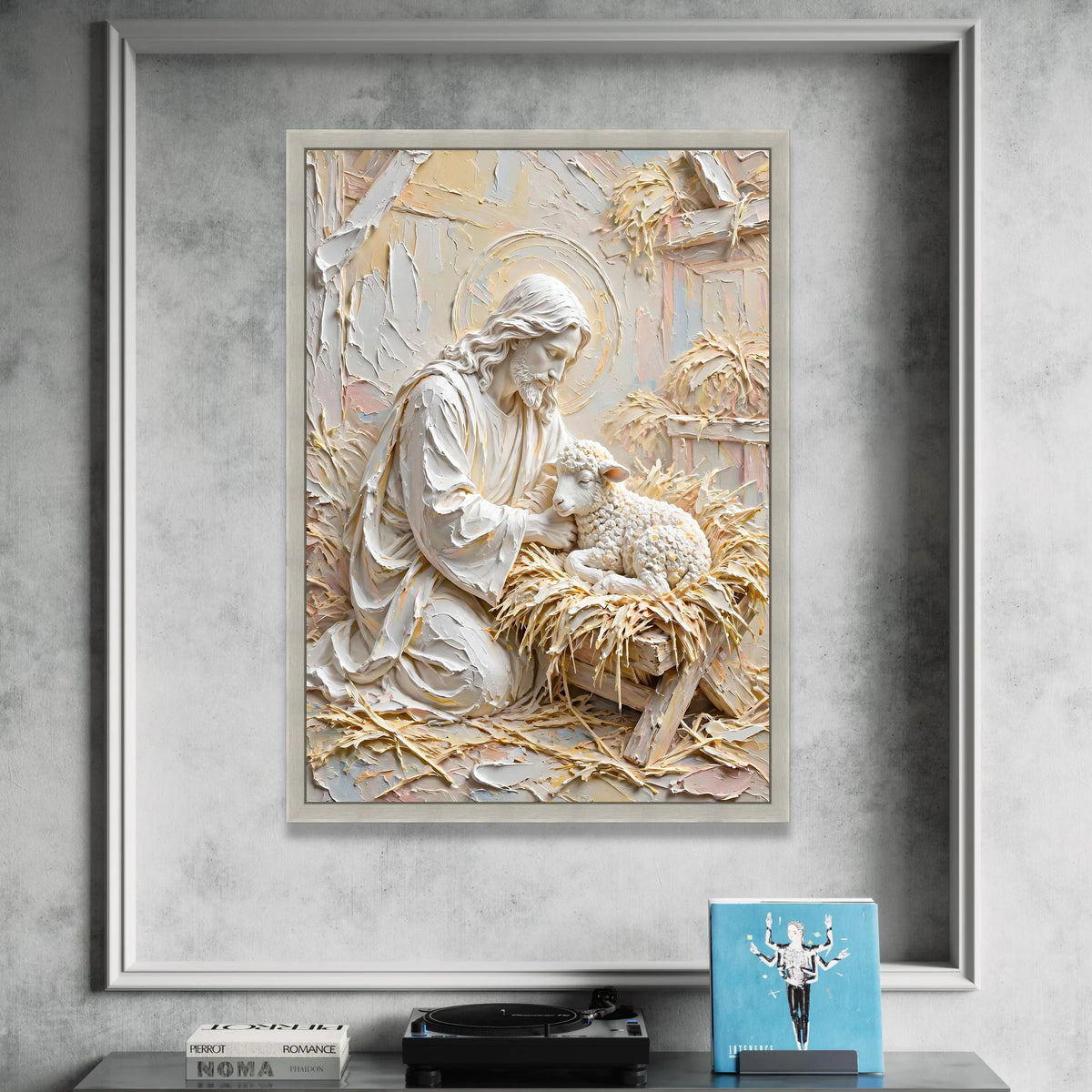Gentle Shepherd with Lamb Canvas, Religious Wall Art, Spiritual Christian Decor, Peaceful Home Decoration, Faith Canvas Canvas Print Art