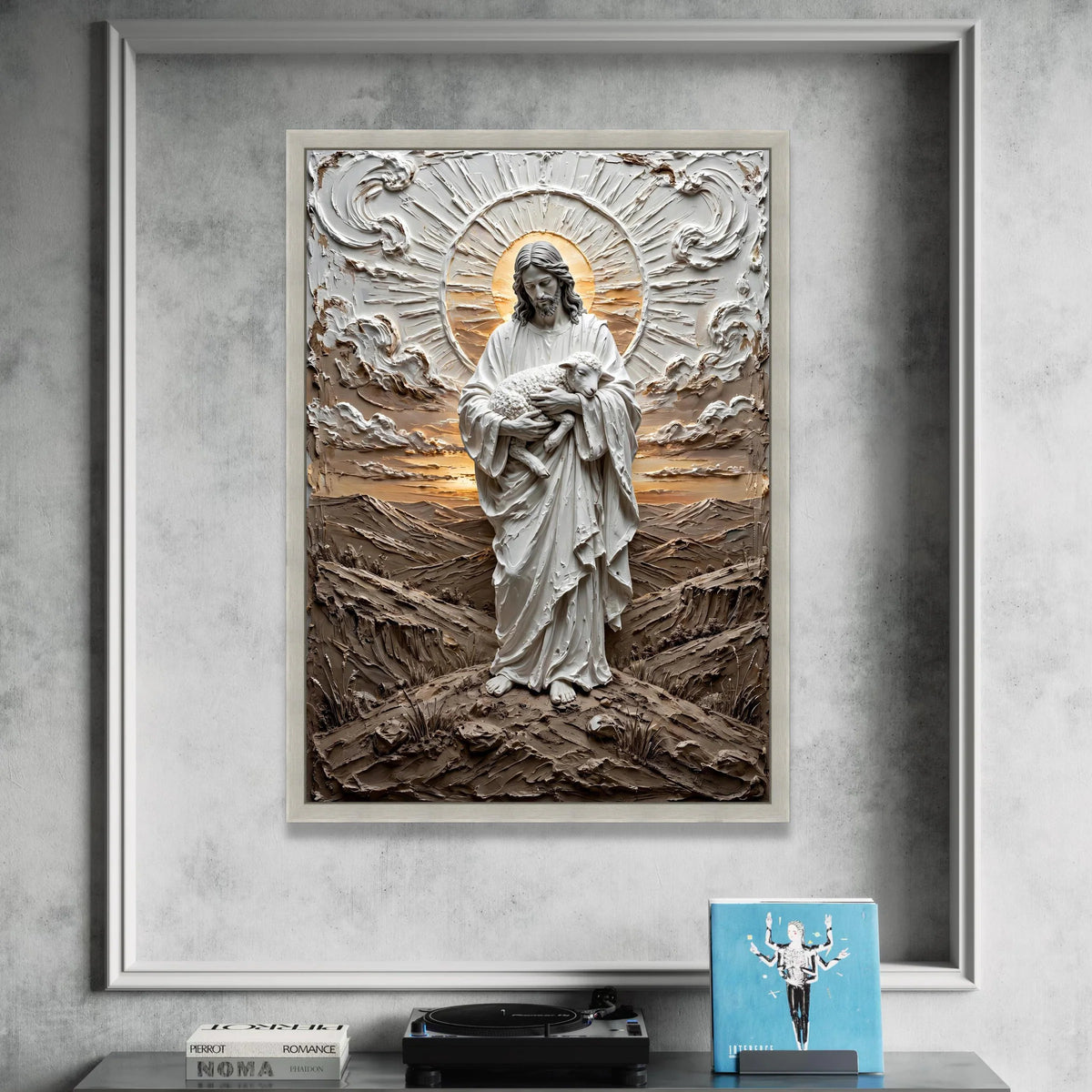 Jesus Holding Lamb Canvas Wall Art, Religious Christian Canvas, Spiritual Home Decor, Shepherd and Sheep Artwork, Sacred Canvas Print Art