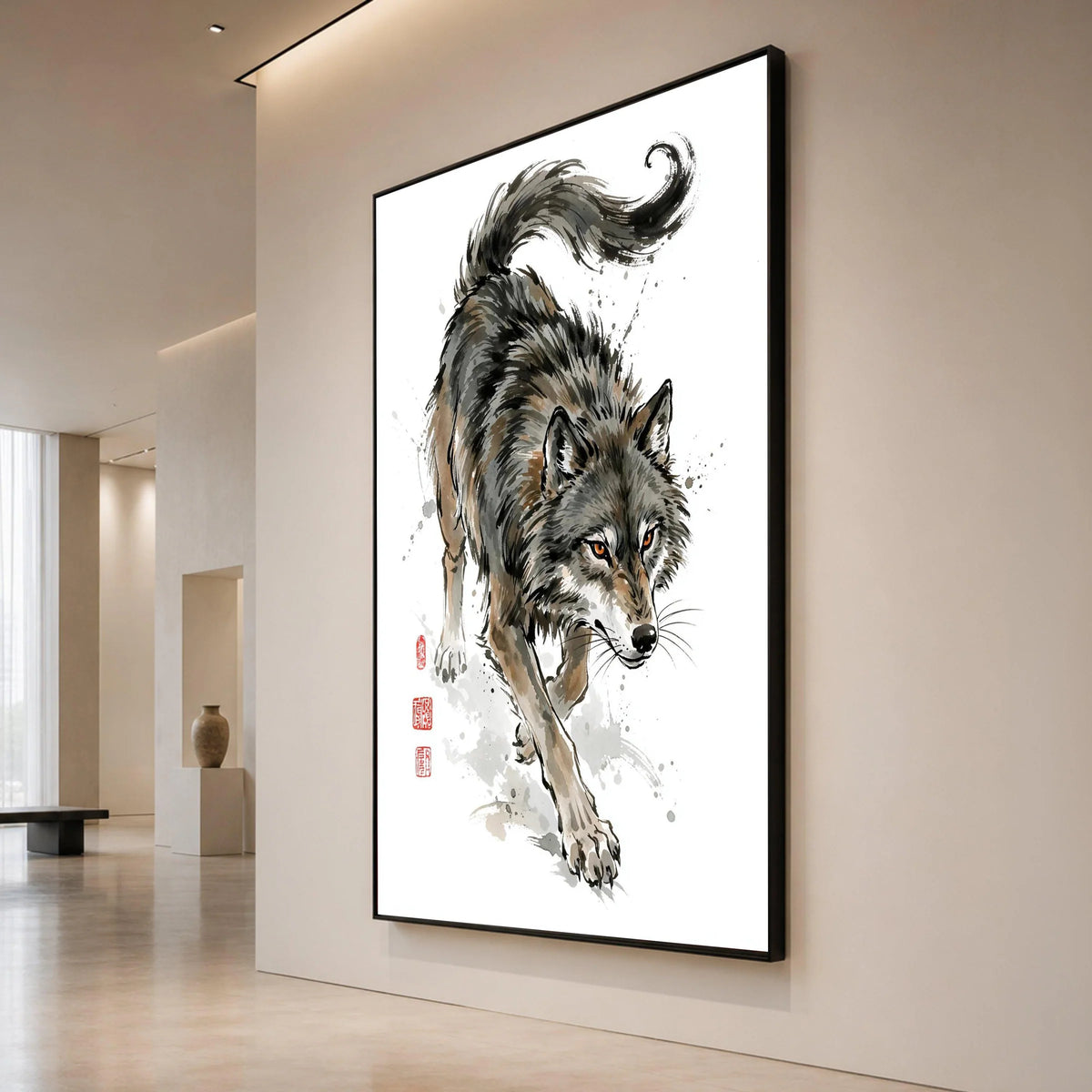 Majestic Grey Wolf Canvas Wall Art, Wildlife Painting, Forest Animal Illustration, Nature Decor, Hunting Wolf Canvas, Ready Canvas Print Art