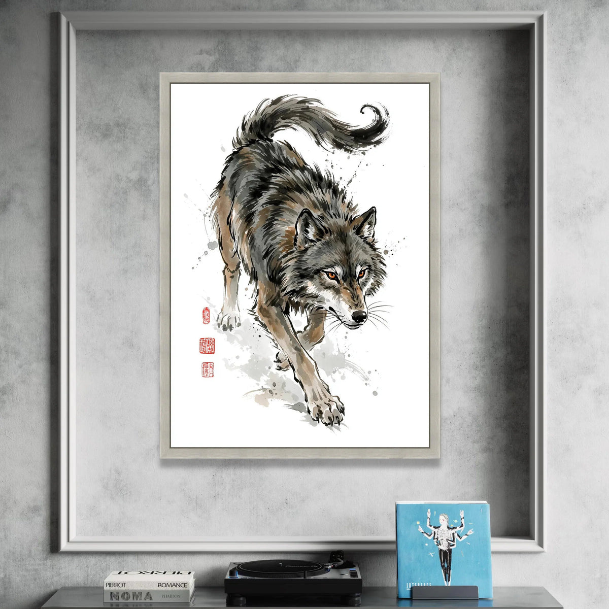 Majestic Grey Wolf Canvas Wall Art, Wildlife Painting, Forest Animal Illustration, Nature Decor, Hunting Wolf Canvas, Ready Canvas Print Art