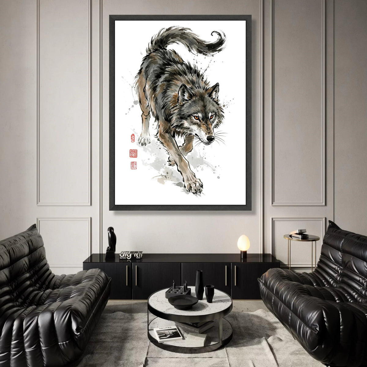 Majestic Grey Wolf Canvas Wall Art, Wildlife Painting, Forest Animal Illustration, Nature Decor, Hunting Wolf Canvas, Ready Canvas Print Art