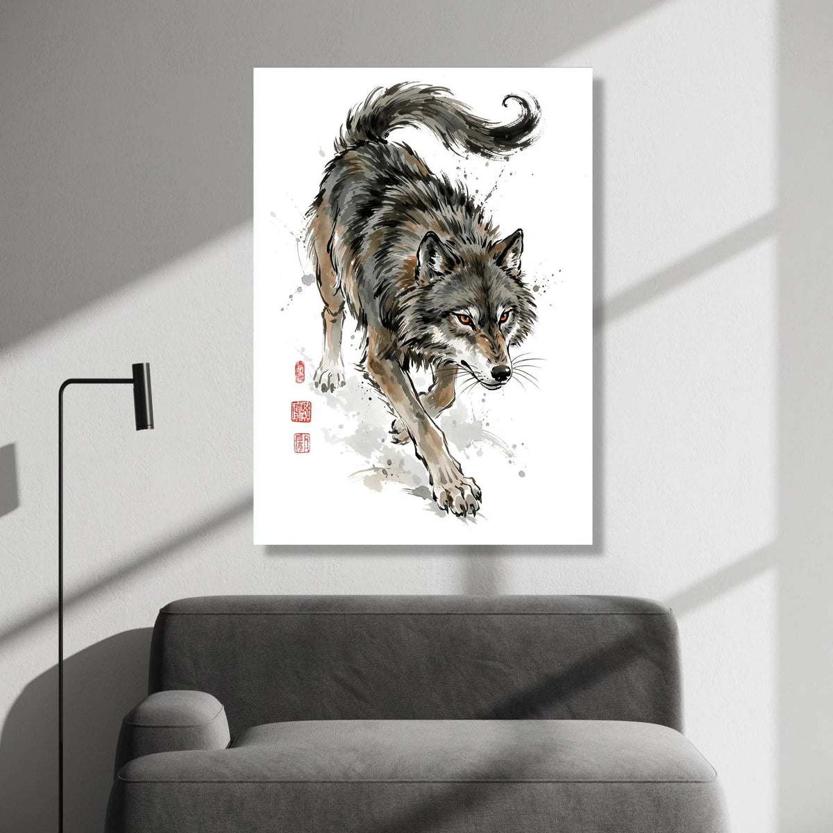 Majestic Grey Wolf Canvas Wall Art, Wildlife Painting, Forest Animal Illustration, Nature Decor, Hunting Wolf Canvas, Ready Canvas Print Art