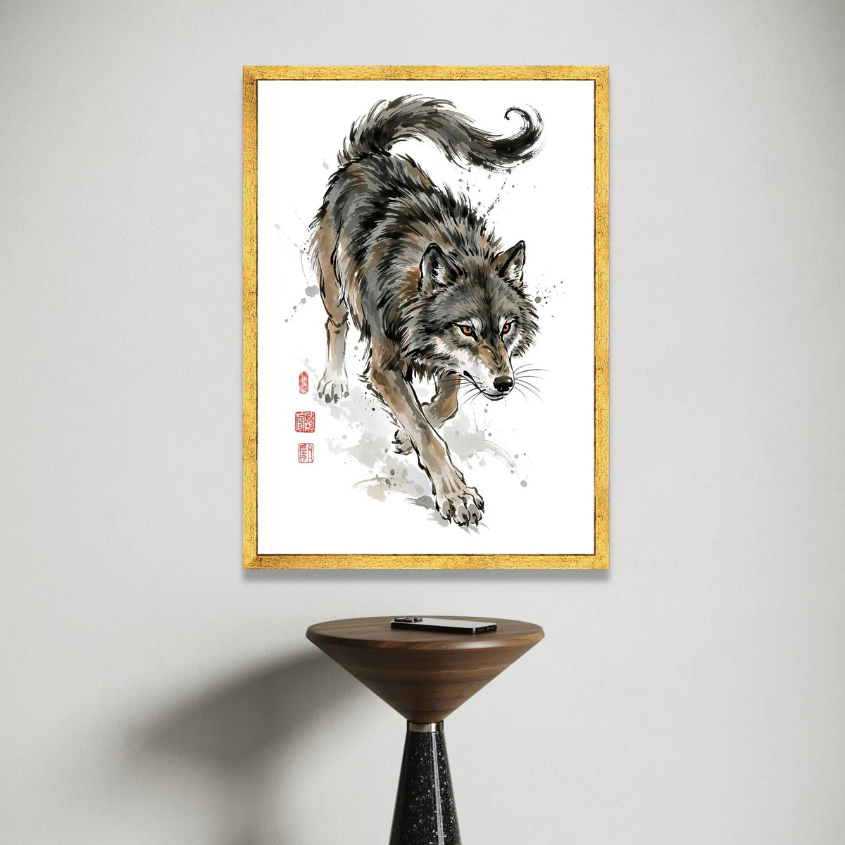 Majestic Grey Wolf Canvas Wall Art, Wildlife Painting, Forest Animal Illustration, Nature Decor, Hunting Wolf Canvas, Ready Canvas Print Art