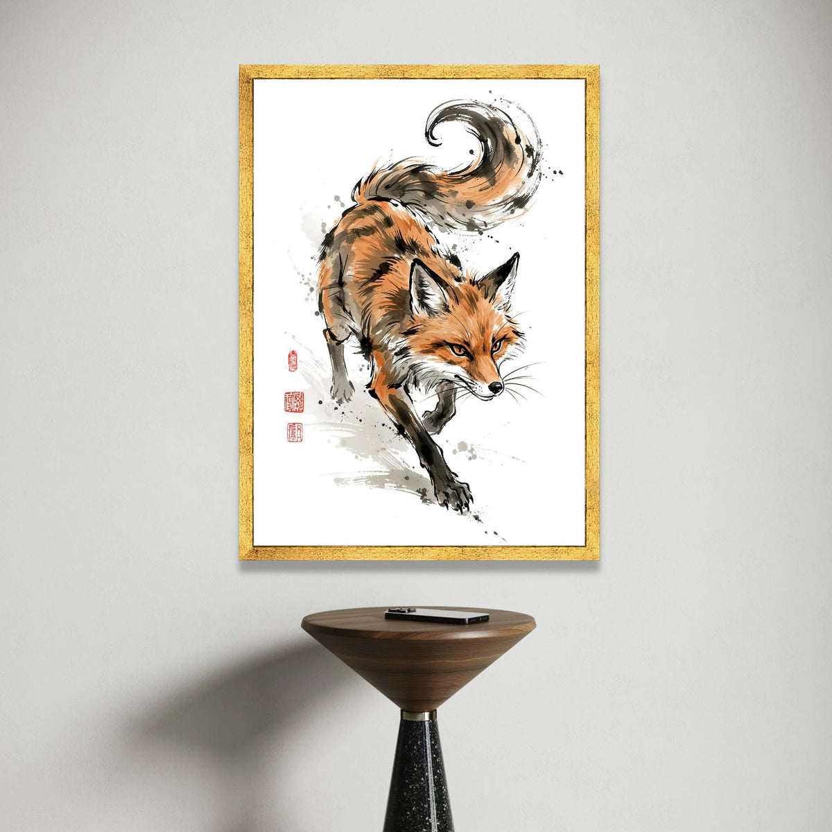 Majestic Fox Motion Canvas, Wildlife Wall Art, Nature Animal Illustration, Forest Creature Canvas, Modern Home Decoration Canvas Print Art