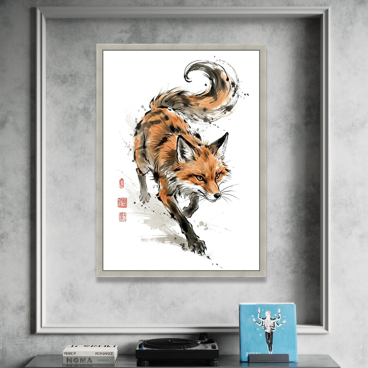Majestic Fox Motion Canvas, Wildlife Wall Art, Nature Animal Illustration, Forest Creature Canvas, Modern Home Decoration Canvas Print Art