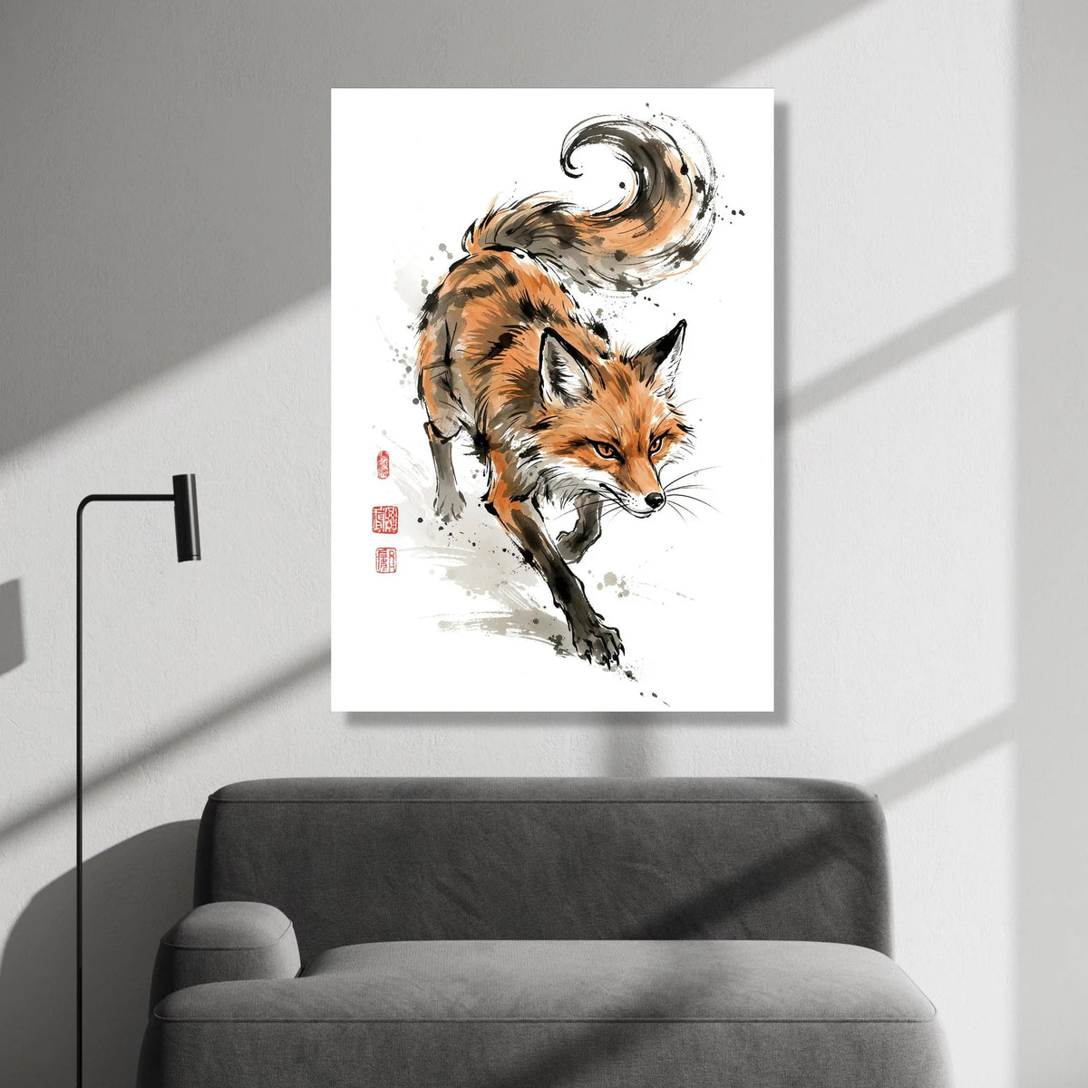 Majestic Fox Motion Canvas, Wildlife Wall Art, Nature Animal Illustration, Forest Creature Canvas, Modern Home Decoration Canvas Print Art