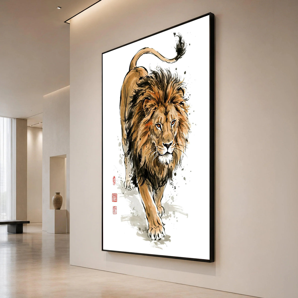 Majestic Lion Portrait Canvas, Wildlife Art Print, Animal Wall Decoration, Fierce Lion Artwork, Safari Animal Canvas, Home Canvas Print Art