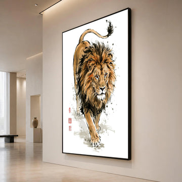 Majestic Lion Portrait Canvas, Wildlife Art Print, Animal Wall Decoration, Fierce Lion Artwork, Safari Animal Canvas, Home Canvas Print Art
