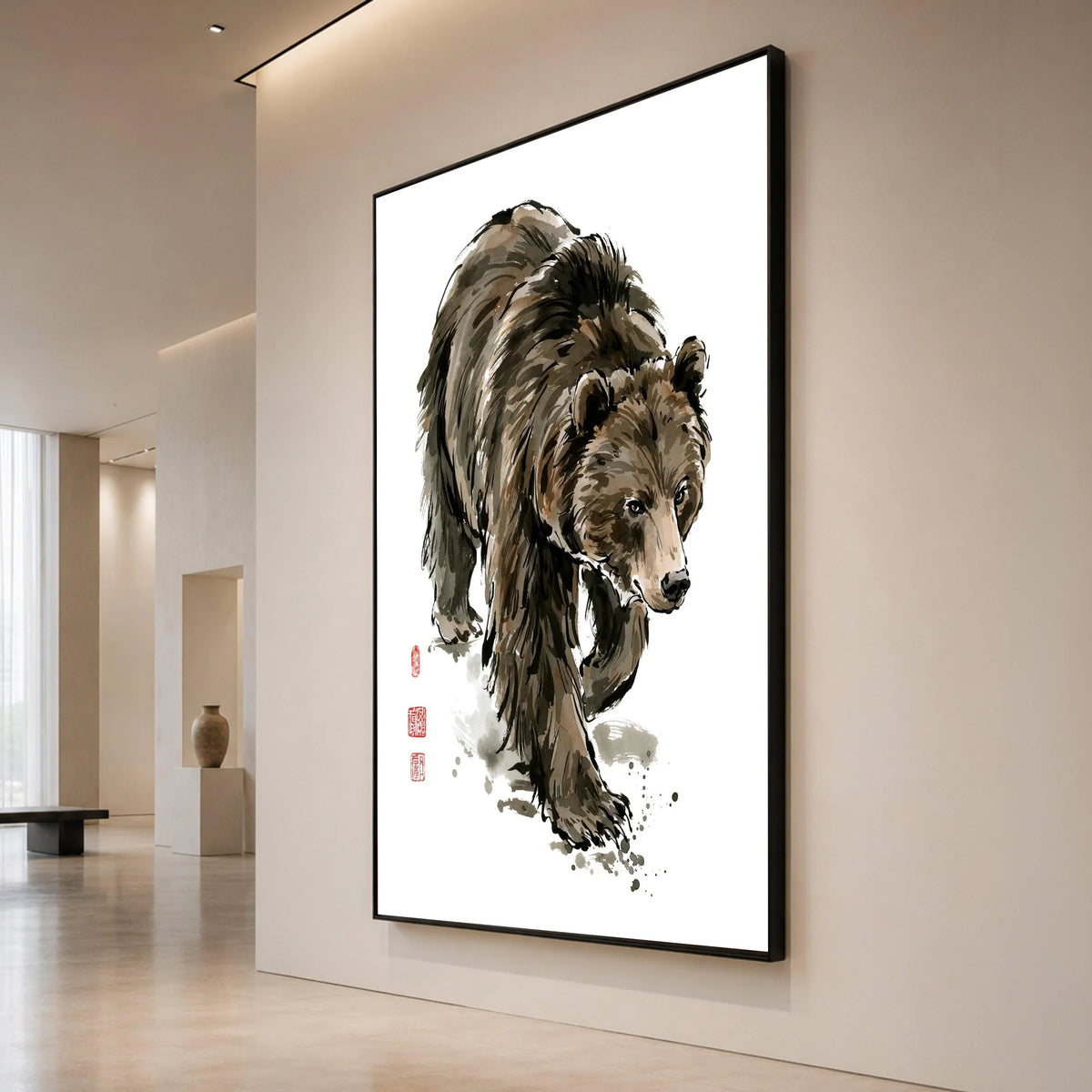 Majestic Brown Bear Walk Canvas, Wildlife Animal Art, Nature Wall Decoration, Forest Creature Canvas, Ready to Hang Home Canvas Print Art
