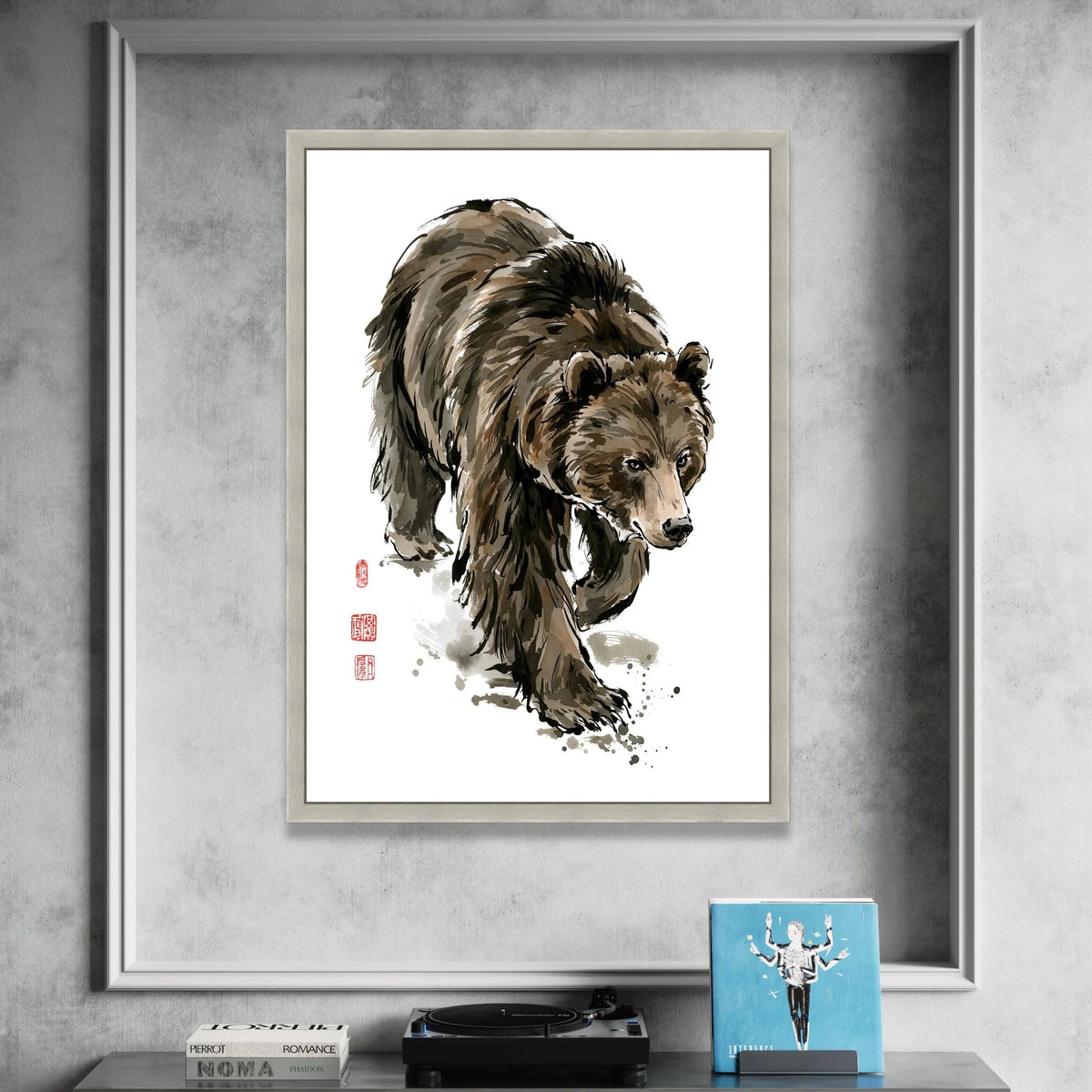 Majestic Brown Bear Walk Canvas, Wildlife Animal Art, Nature Wall Decoration, Forest Creature Canvas, Ready to Hang Home Canvas Print Art