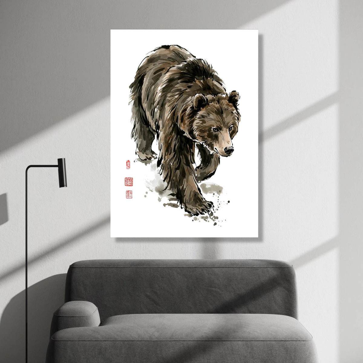 Majestic Brown Bear Walk Canvas, Wildlife Animal Art, Nature Wall Decoration, Forest Creature Canvas, Ready to Hang Home Canvas Print Art