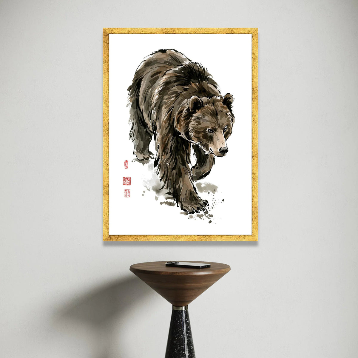 Majestic Brown Bear Walk Canvas, Wildlife Animal Art, Nature Wall Decoration, Forest Creature Canvas, Ready to Hang Home Canvas Print Art