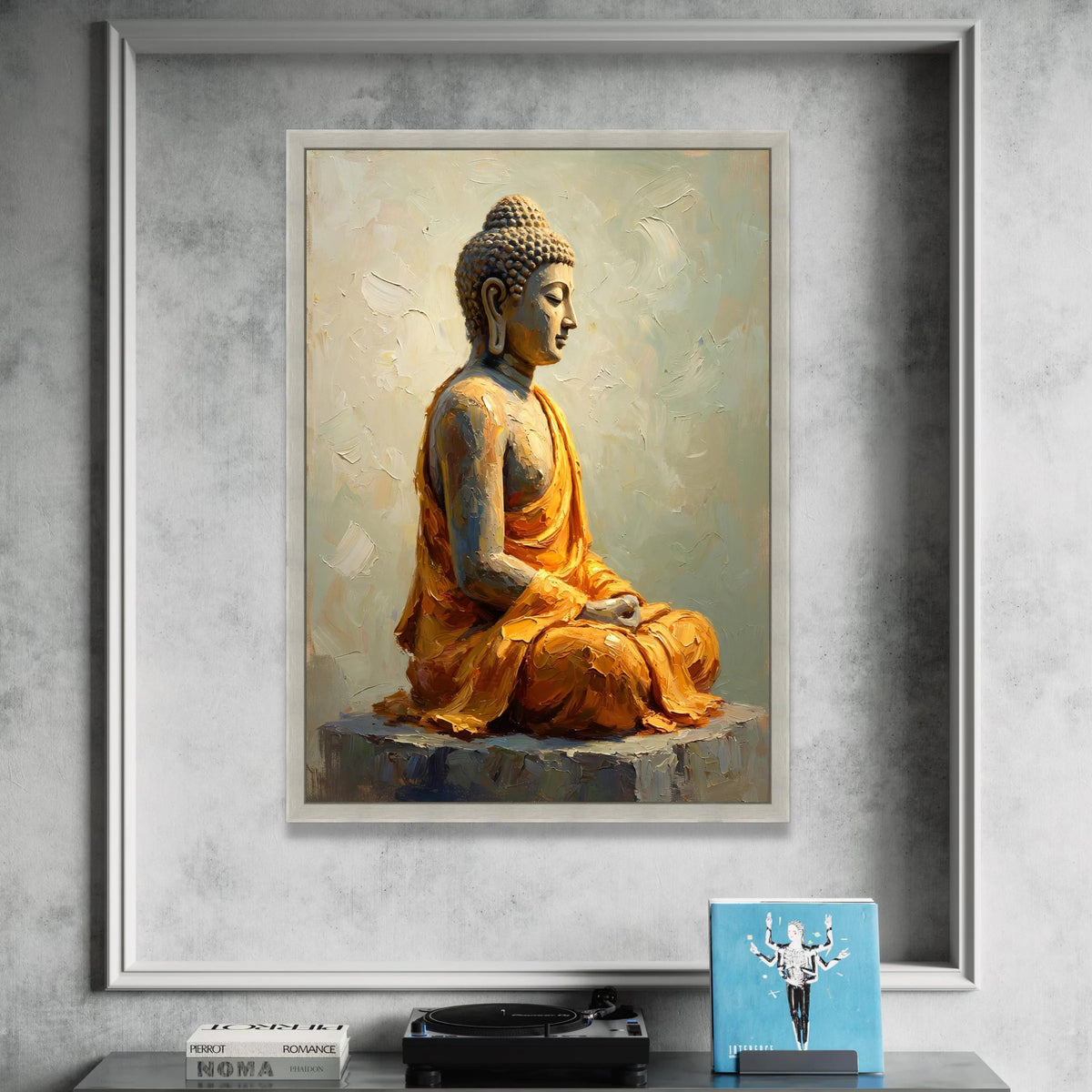 Serene Buddha Statue Canvas, Meditative Pose Wall Art, Spiritual Home Decor, Calm Zen Canvas Print, Peaceful Meditation Canvas Print Art