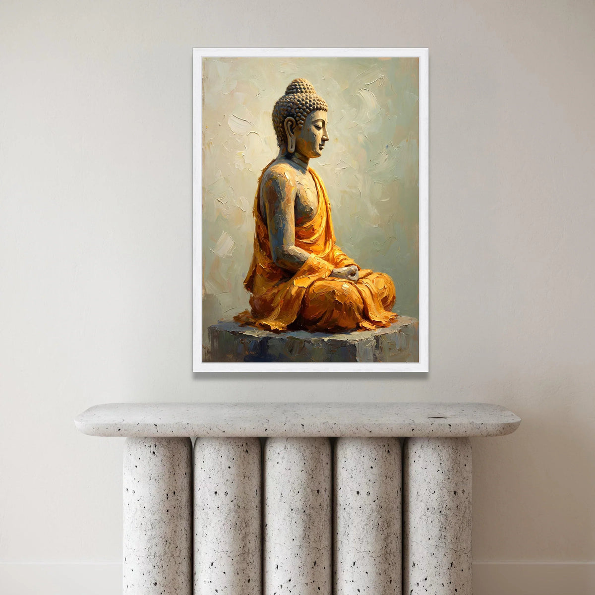 Serene Buddha Statue Canvas, Meditative Pose Wall Art, Spiritual Home Decor, Calm Zen Canvas Print, Peaceful Meditation Canvas Print Art