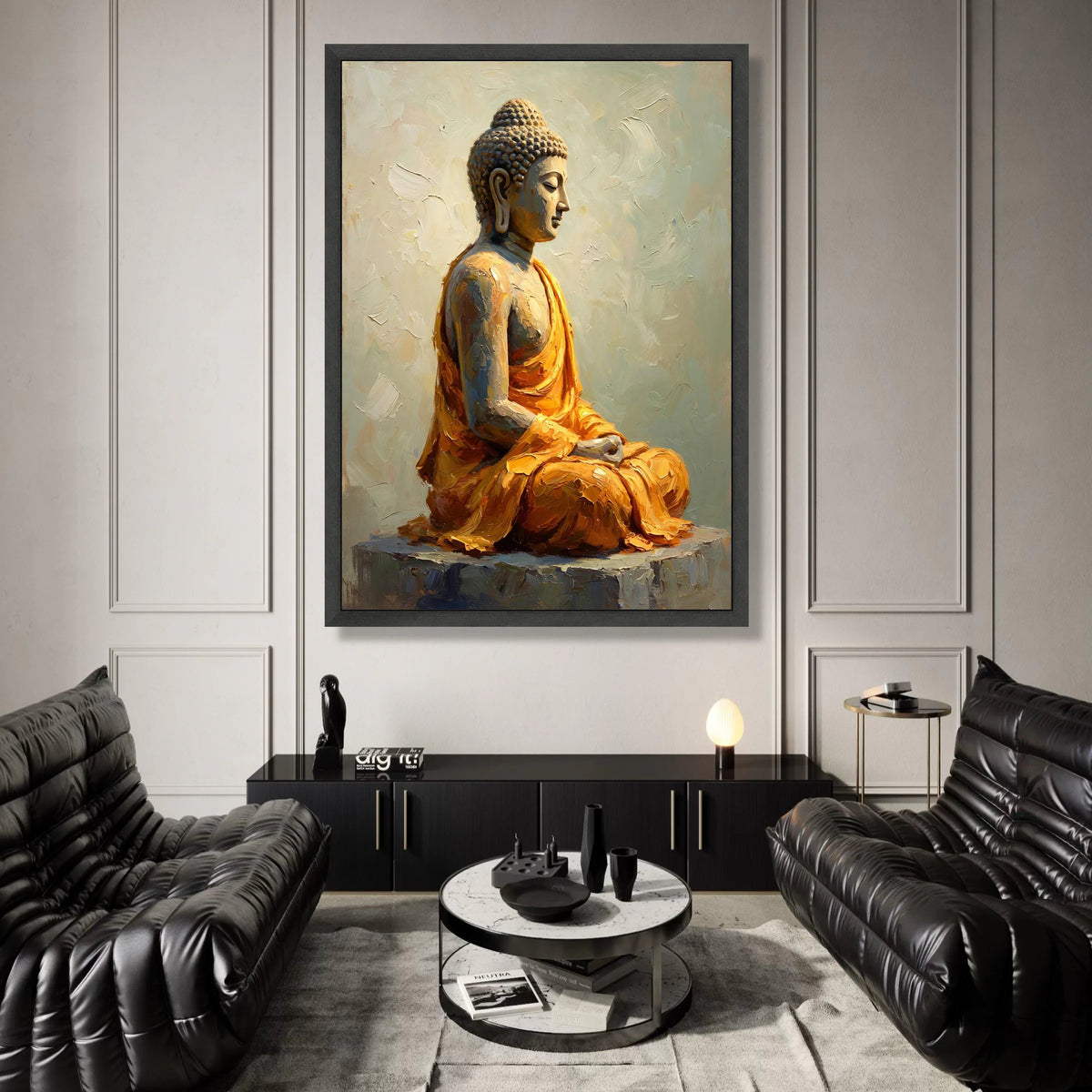 Serene Buddha Statue Canvas, Meditative Pose Wall Art, Spiritual Home Decor, Calm Zen Canvas Print, Peaceful Meditation Canvas Print Art
