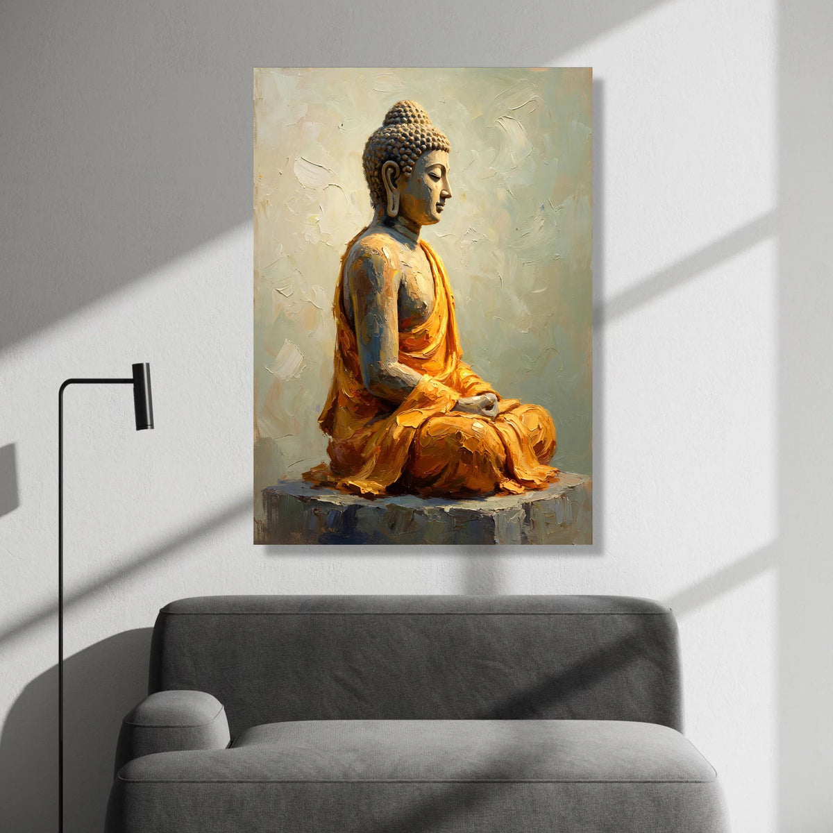 Serene Buddha Statue Canvas, Meditative Pose Wall Art, Spiritual Home Decor, Calm Zen Canvas Print, Peaceful Meditation Canvas Print Art