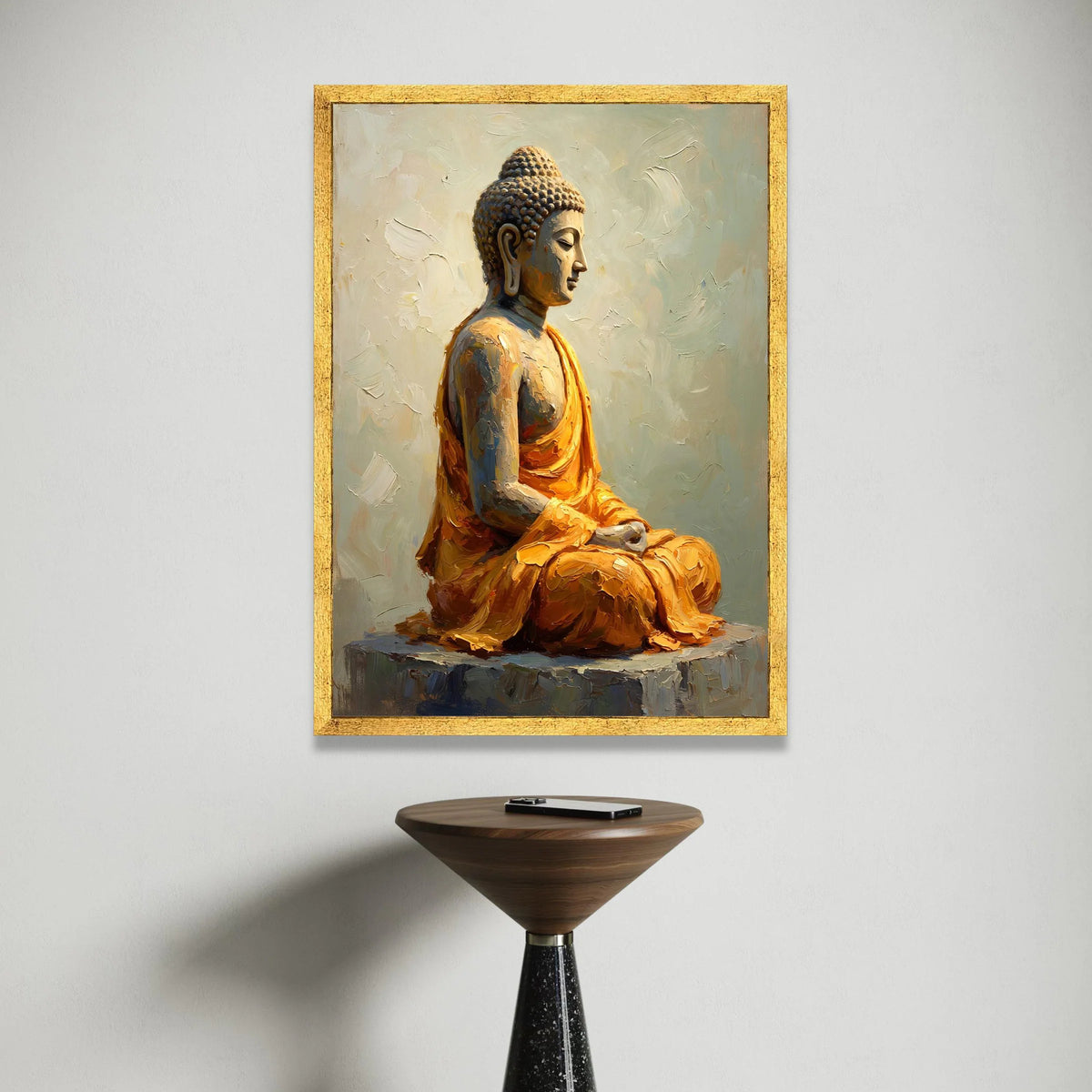 Serene Buddha Statue Canvas, Meditative Pose Wall Art, Spiritual Home Decor, Calm Zen Canvas Print, Peaceful Meditation Canvas Print Art