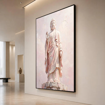 Serene Buddha Statue Canvas, Peaceful Meditation Art, Spiritual Home Décor, Zen Wall Decoration, Calming Buddha Canvas Canvas Print Art