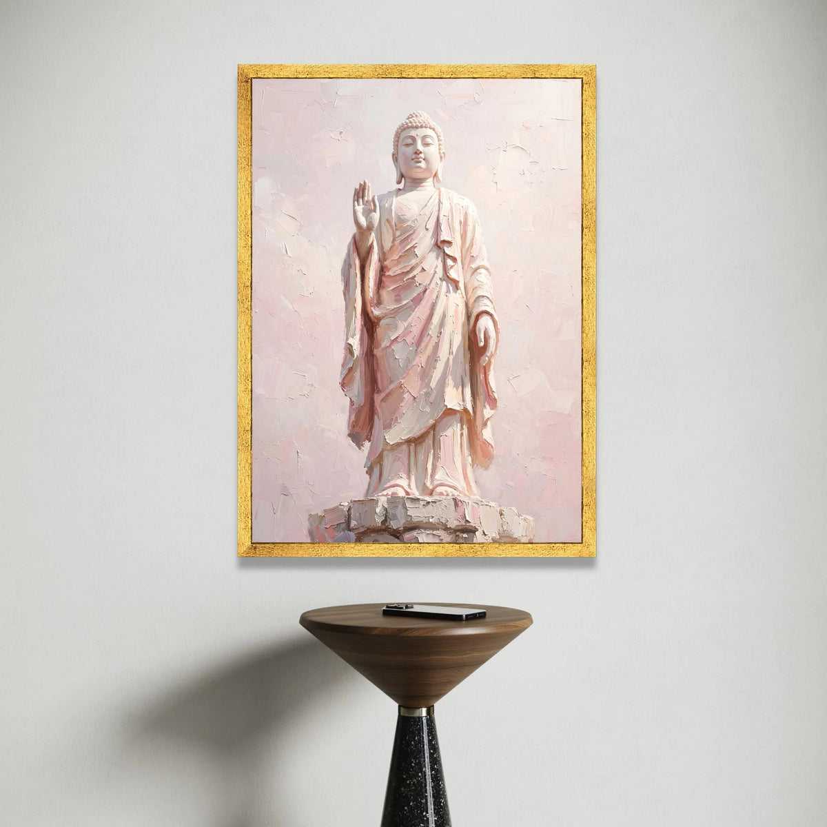 Serene Buddha Statue Canvas, Peaceful Meditation Art, Spiritual Home Décor, Zen Wall Decoration, Calming Buddha Canvas Canvas Print Art