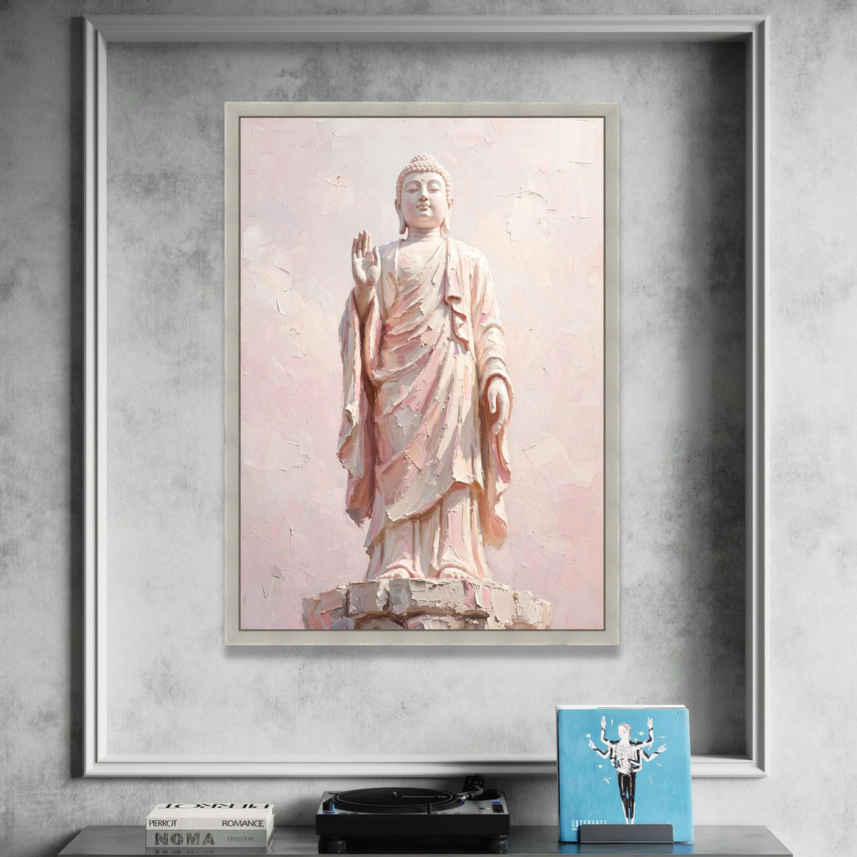 Serene Buddha Statue Canvas, Peaceful Meditation Art, Spiritual Home Décor, Zen Wall Decoration, Calming Buddha Canvas Canvas Print Art