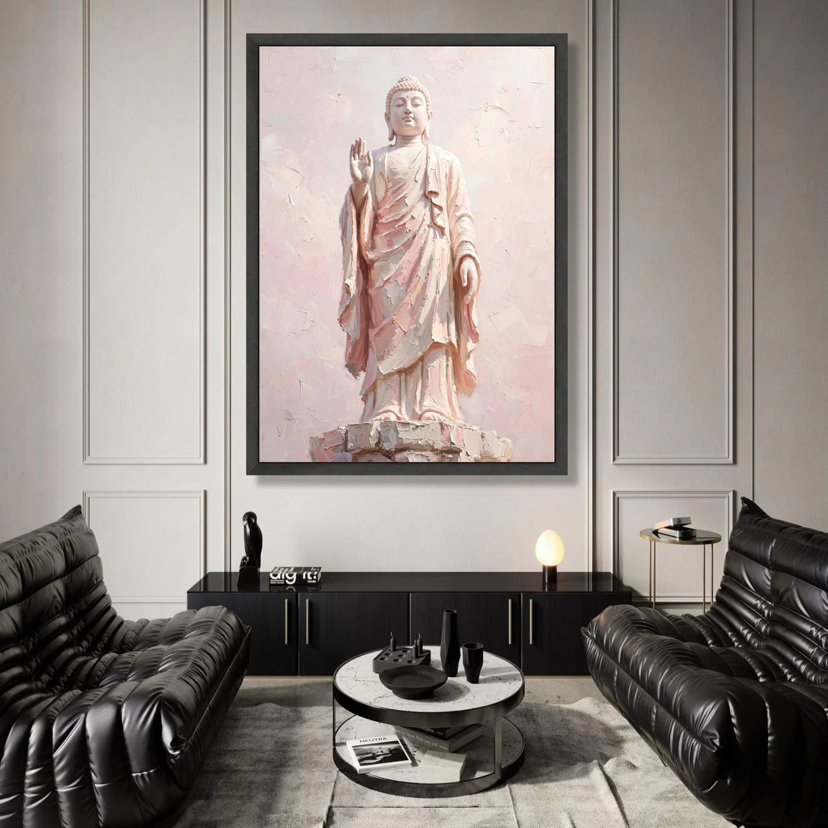 Serene Buddha Statue Canvas, Peaceful Meditation Art, Spiritual Home Décor, Zen Wall Decoration, Calming Buddha Canvas Canvas Print Art
