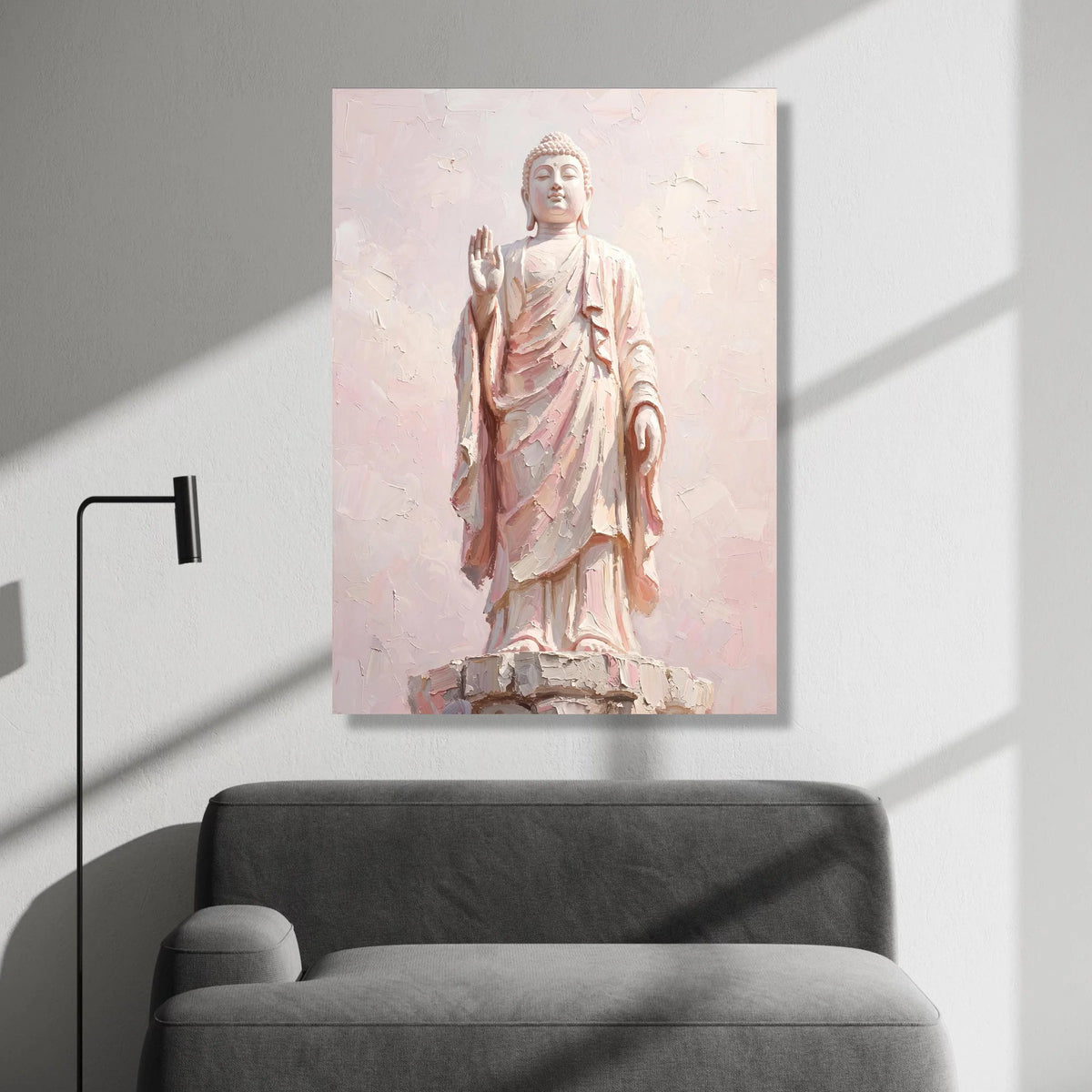 Serene Buddha Statue Canvas, Peaceful Meditation Art, Spiritual Home Décor, Zen Wall Decoration, Calming Buddha Canvas Canvas Print Art