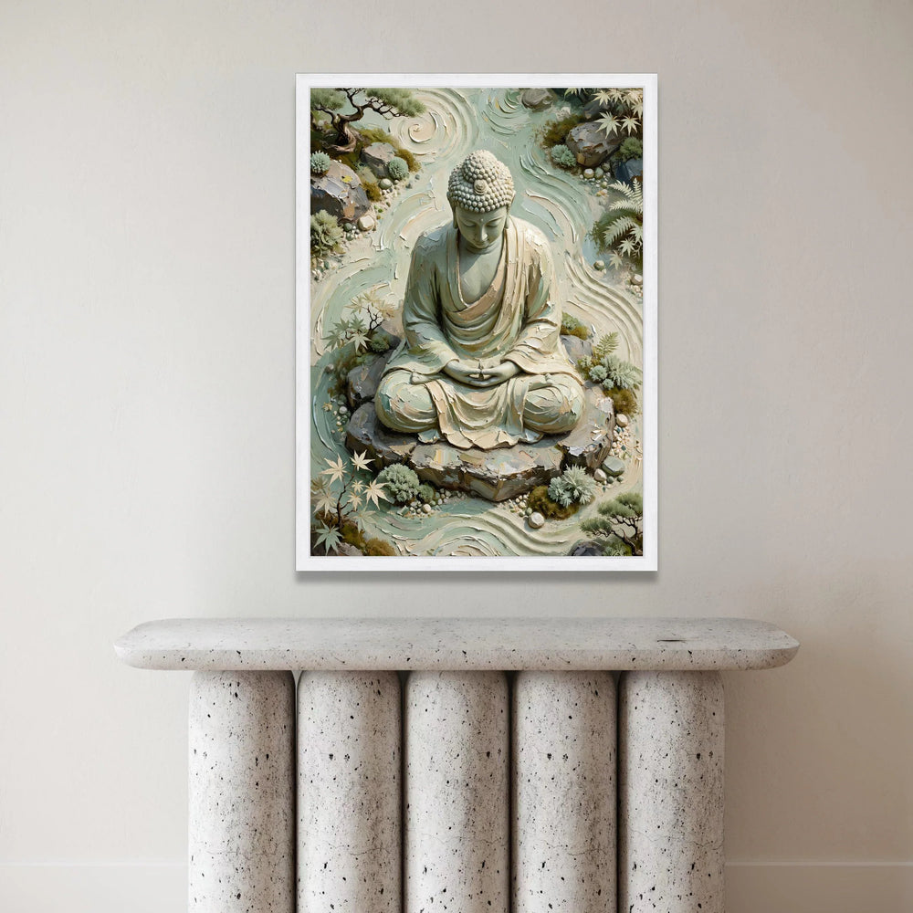 Serene Buddha Meditation Canvas, Zen Garden Wall Art, Tranquil Spiritual Home Decor, Nature Canvas Print Canvas Print Art