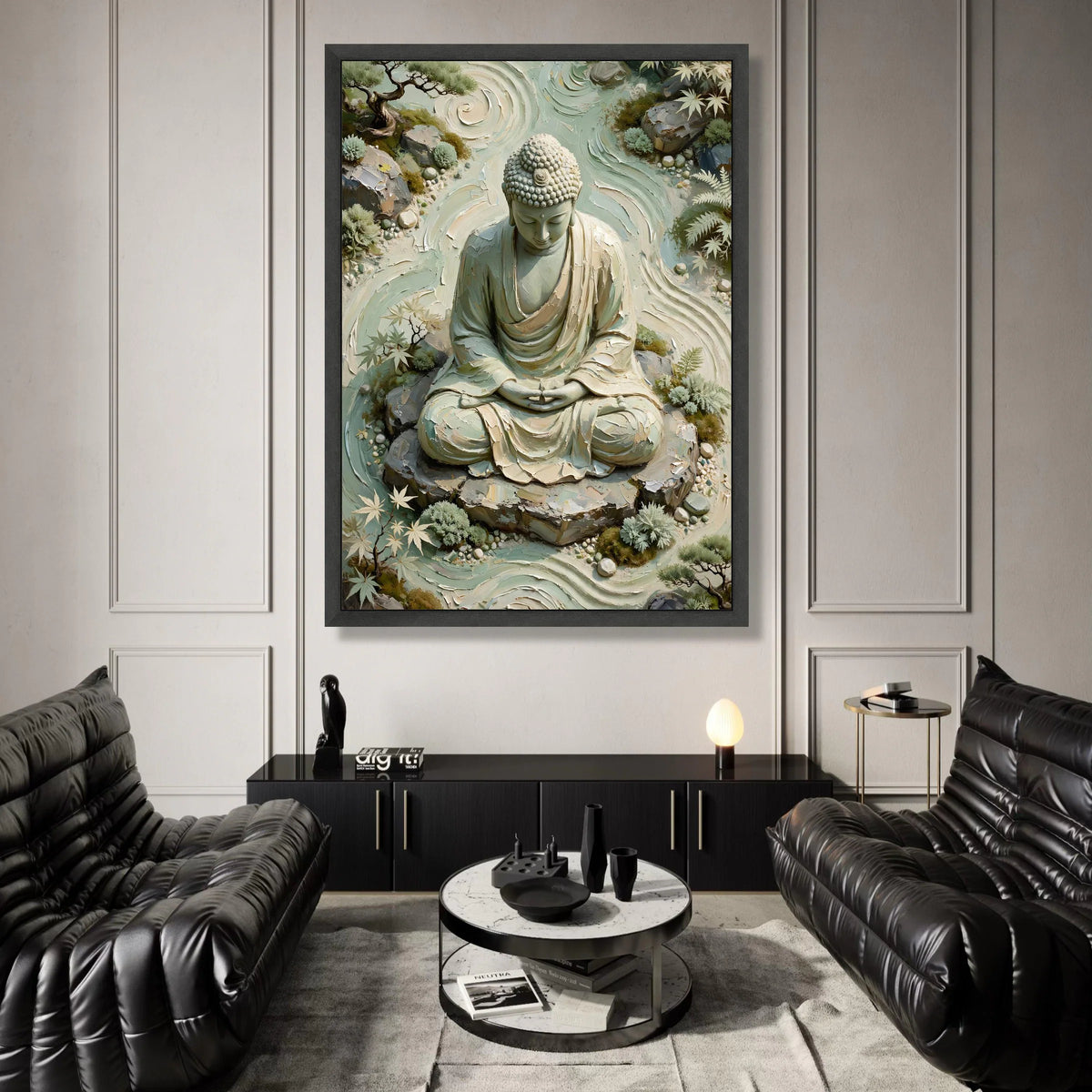 Serene Buddha Meditation Canvas, Zen Garden Wall Art, Tranquil Spiritual Home Decor, Nature Canvas Print Canvas Print Art