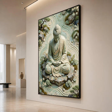 Serene Buddha Meditation Canvas, Zen Garden Wall Art, Tranquil Spiritual Home Decor, Nature Canvas Print Canvas Print Art