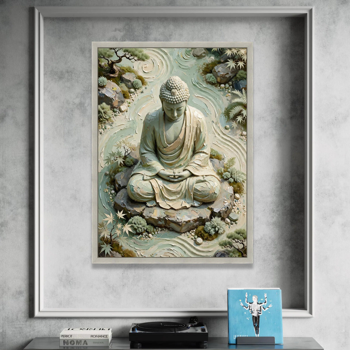 Serene Buddha Meditation Canvas, Zen Garden Wall Art, Tranquil Spiritual Home Decor, Nature Canvas Print Canvas Print Art