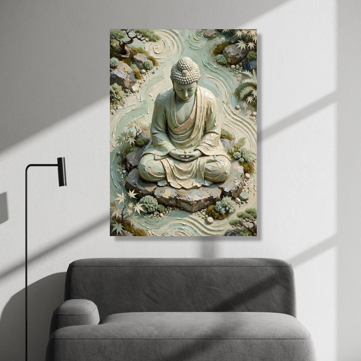Serene Buddha Meditation Canvas, Zen Garden Wall Art, Tranquil Spiritual Home Decor, Nature Canvas Print Canvas Print Art