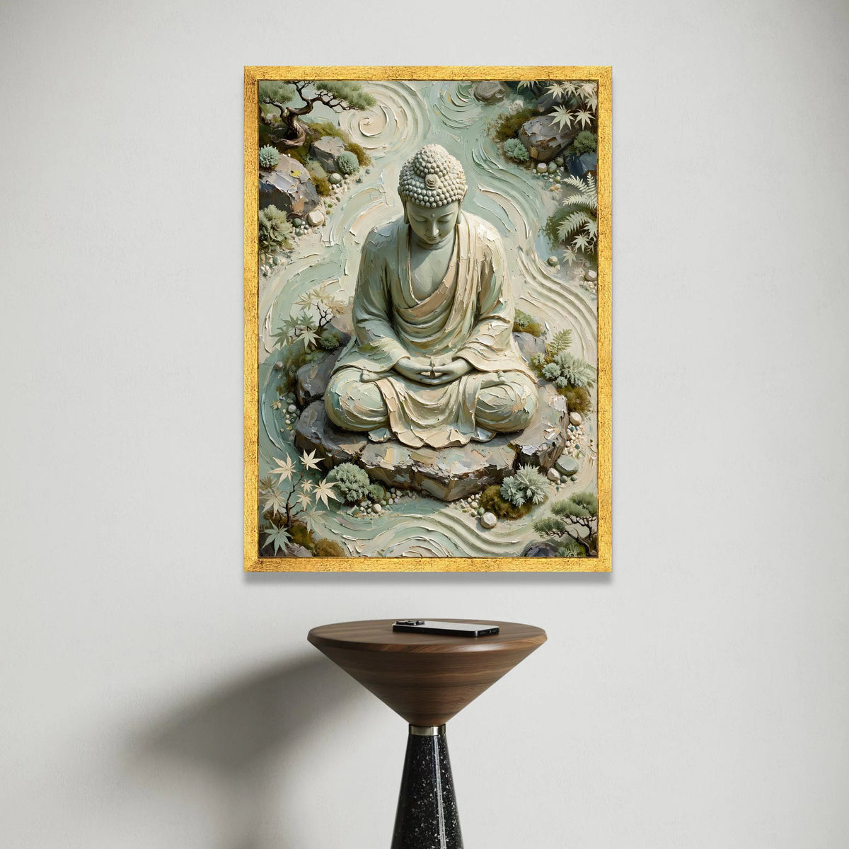 Serene Buddha Meditation Canvas, Zen Garden Wall Art, Tranquil Spiritual Home Decor, Nature Canvas Print Canvas Print Art
