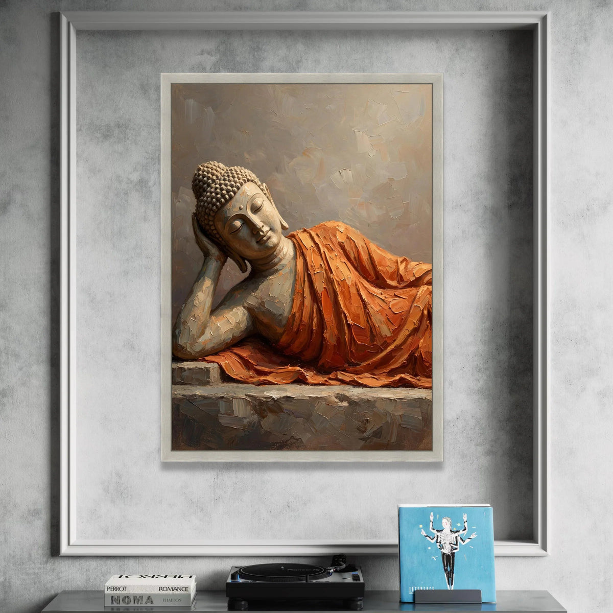 Reclining Buddha Canvas Wall Art, Spiritual Home Decor, Meditation Buddha Statue, Tranquil Zen Canvas Print, Peaceful Canvas Print Art