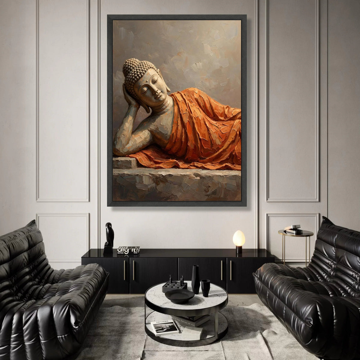 Reclining Buddha Canvas Wall Art, Spiritual Home Decor, Meditation Buddha Statue, Tranquil Zen Canvas Print, Peaceful Canvas Print Art