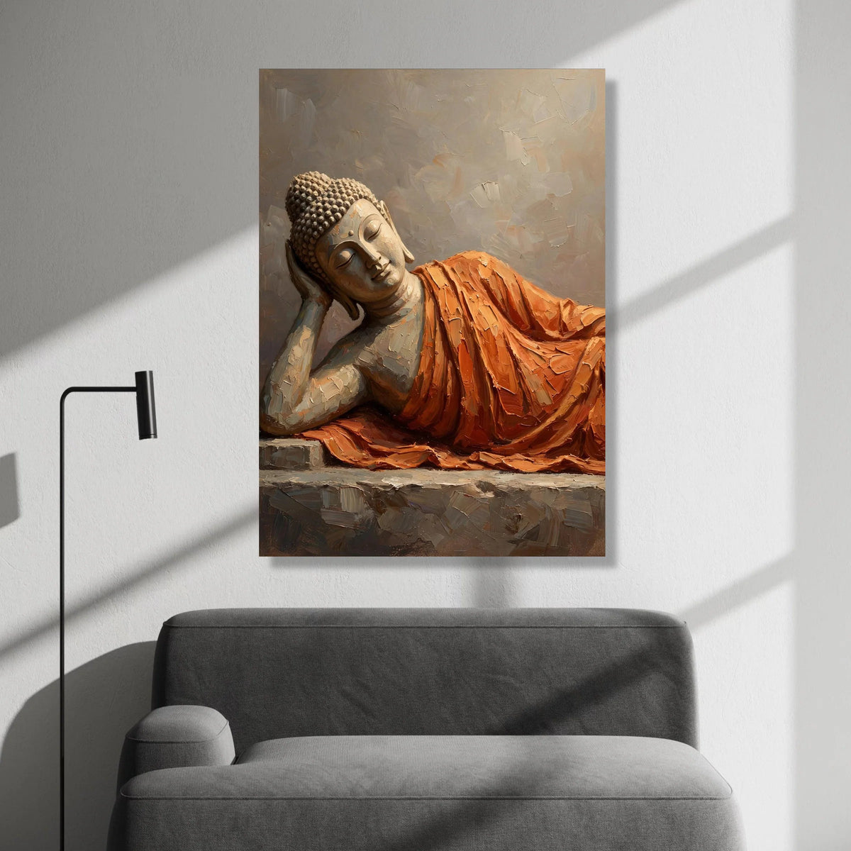 Reclining Buddha Canvas Wall Art, Spiritual Home Decor, Meditation Buddha Statue, Tranquil Zen Canvas Print, Peaceful Canvas Print Art