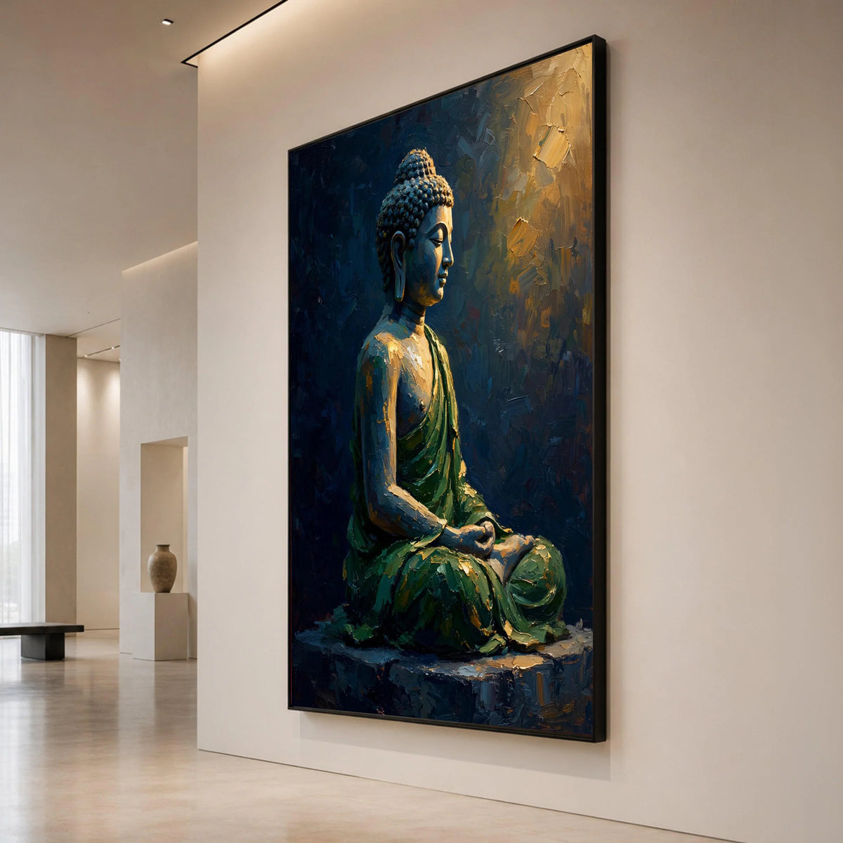 Meditative Buddha Statue Canvas, Serene Yoga Wall Art, Spiritual Home Decoration, Calm Zen Canvas Art, Peaceful Buddha Canvas Print Art