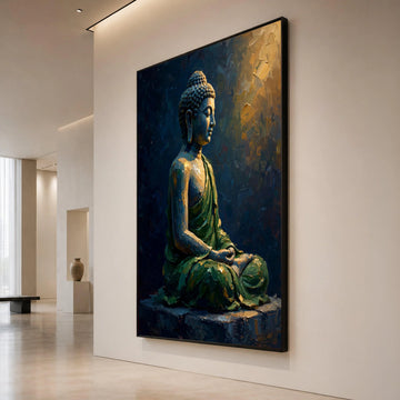 Meditative Buddha Statue Canvas, Serene Yoga Wall Art, Spiritual Home Decoration, Calm Zen Canvas Art, Peaceful Buddha Canvas Print Art