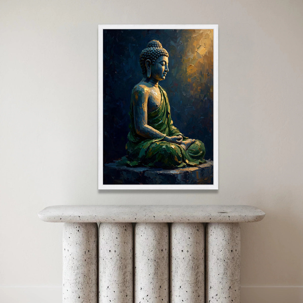 Meditative Buddha Statue Canvas, Serene Yoga Wall Art, Spiritual Home Decoration, Calm Zen Canvas Art, Peaceful Buddha Canvas Print Art