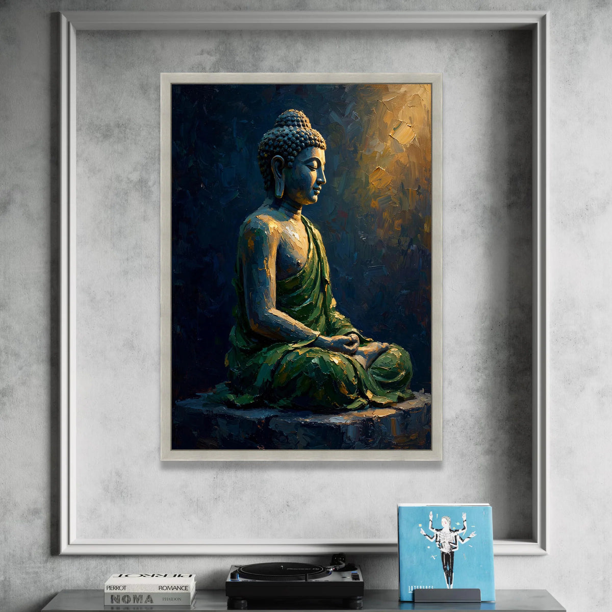 Meditative Buddha Statue Canvas, Serene Yoga Wall Art, Spiritual Home Decoration, Calm Zen Canvas Art, Peaceful Buddha Canvas Print Art