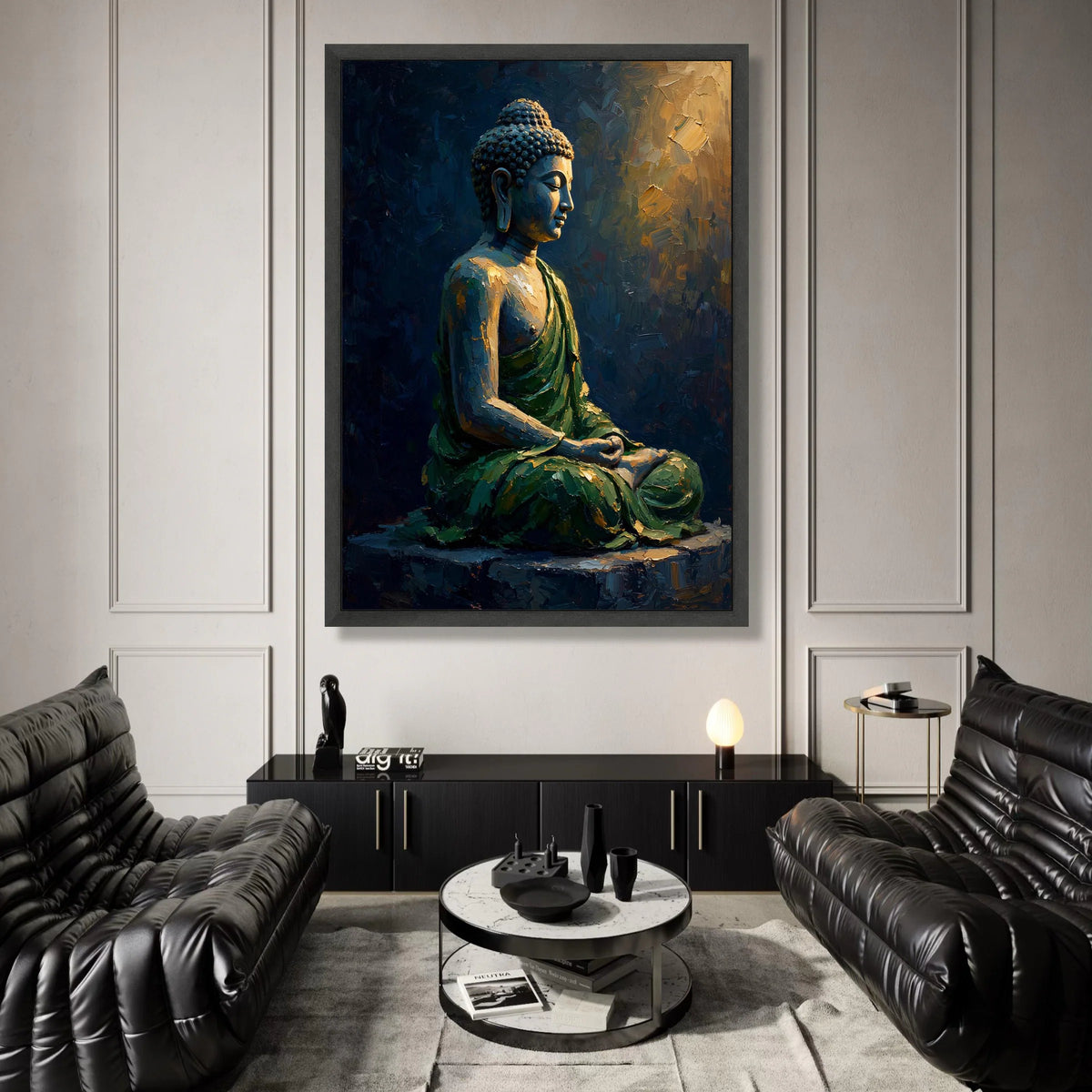 Meditative Buddha Statue Canvas, Serene Yoga Wall Art, Spiritual Home Decoration, Calm Zen Canvas Art, Peaceful Buddha Canvas Print Art