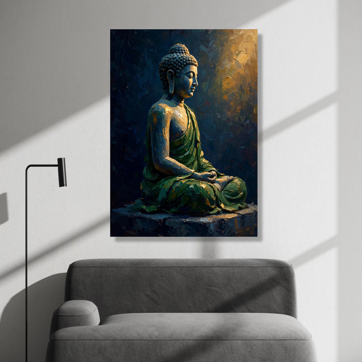 Meditative Buddha Statue Canvas, Serene Yoga Wall Art, Spiritual Home Decoration, Calm Zen Canvas Art, Peaceful Buddha Canvas Print Art